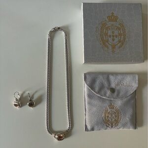 John Medeiros Silver and Gold Necklace Set